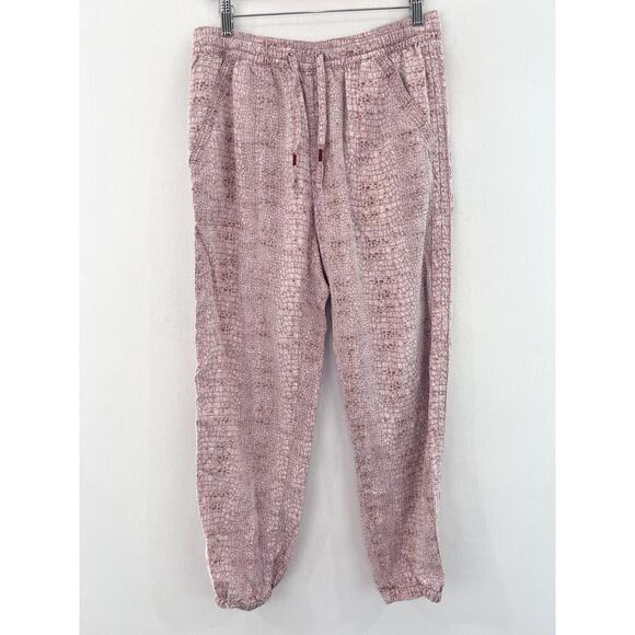 Anthropologie Orana Printed Jogger Pants Small Pink Pull On Snake Print Joggers - Picture 2 of 8